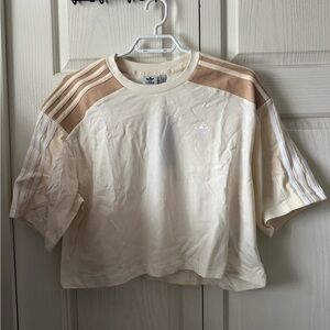 Adidas Cream and Brown Tee